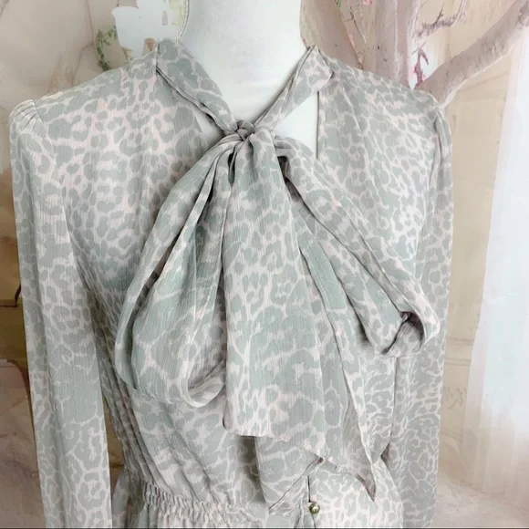 Marchesa Voyage Tie Leopard Animal Sheer Blouse - Picture 7 of 12